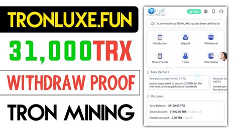 Tronluxe Fun New Trx Tron Mining Site Today Earn Trx Tron