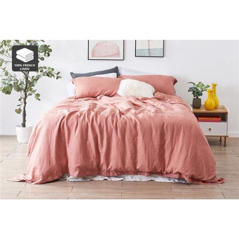 Buy 100 French Linen Quilt Cover Set Terracotta King Mydeal