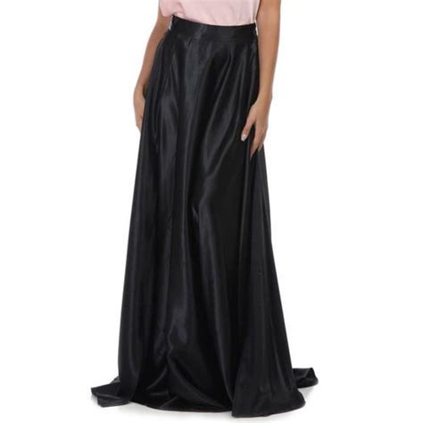 Jupe Longue La Modeuse Noir Effet Satin Taille Haute Fente