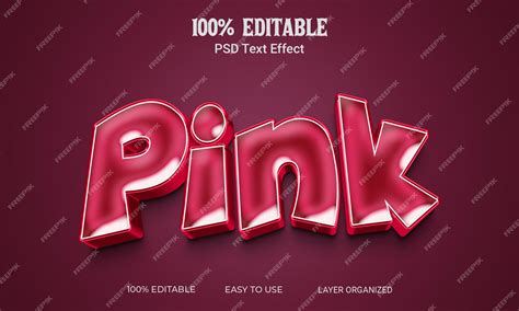 Premium Psd Pink 3d Text Effect Editable Text Style Psd File