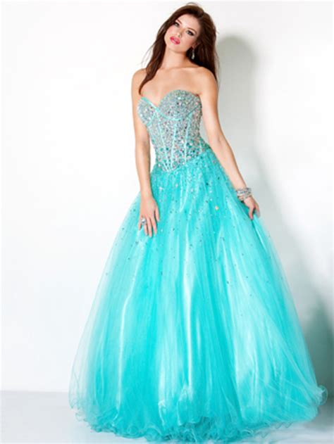 Airy Turquoise Strapless Sweetheart Floor Length A Line Tulle Prom