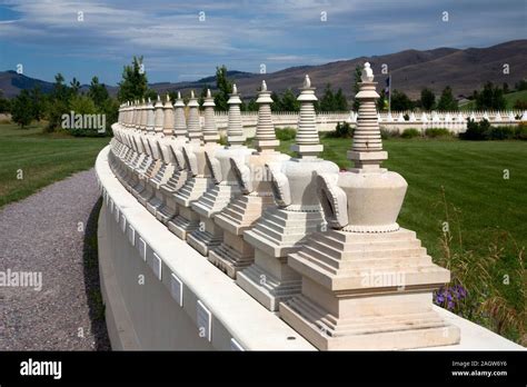 Views Of The Garden Of One Thousand Buddhas In Western Montana Stock