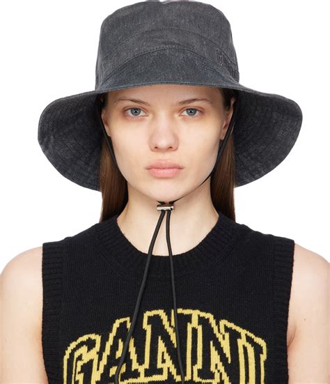GANNI Black Faded Bucket Hat GANNI