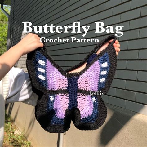 Crochet Butterfly Bag Pattern PDF Etsy Crochet Butterfly Crochet