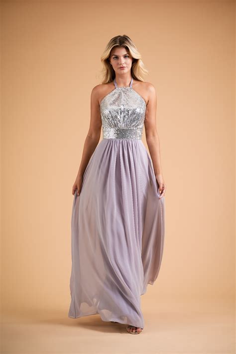 Dress B2 Spring 2020 B223016 Sequin Halter Top And Thick Waistband With Poly Chiffon Back