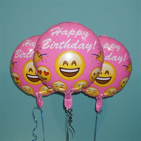 Emoji Balloons: Happy Birthday Pink Foil Helium (3-Pack) | eBay