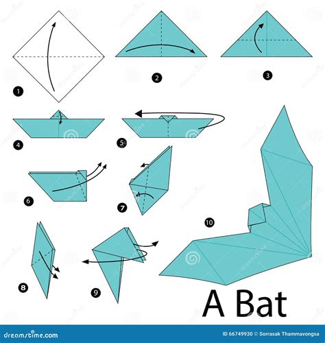 Step by Step Instructions How To Make Origami a Bat. Stock Vector ...