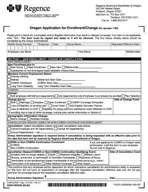 Fillable Online Oregon Application For Enrollment Change For Groups 1