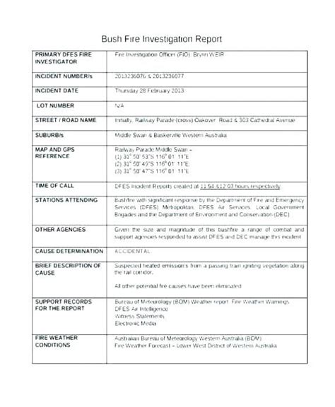 Sample Fire Investigation Report Template 4 TEMPLATES EXAMPLE