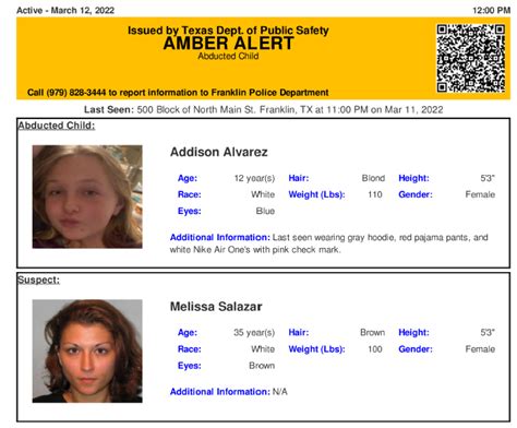 Texas Alerts On Twitter ACTIVE AMBER ALERT For Addison Alvarez From