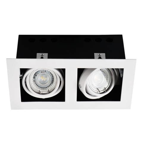 Spot encastrable double downlight orientable carré blanc 26481