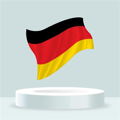 Germany flag. 3d rendering of the flag displayed on the stand. Waving