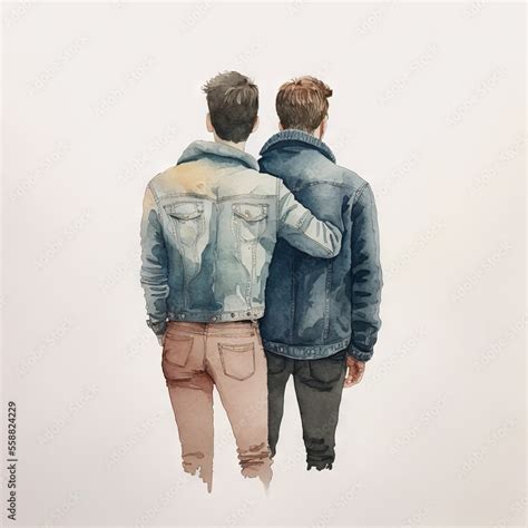 Two Men In Denim Jackets Are Facing Each Other And Facing Away From The