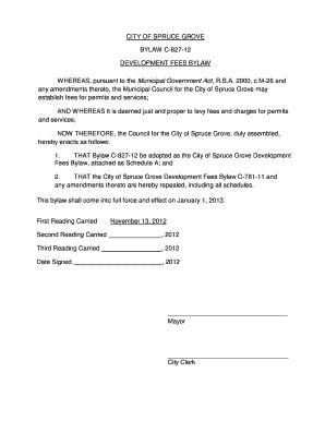 CITY OF SPRUCE GROVE BYLAW C 827 12 Bb Agenda Fill And Sign