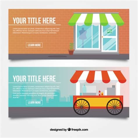 Free Vector | Flat banners of stores