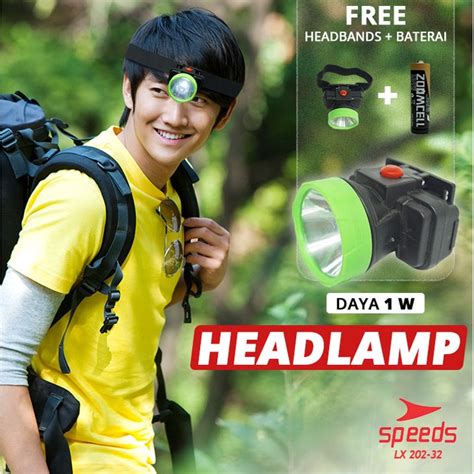 Jual SPEEDS Head Lamp Lampu Senter Kepala Cahaya Putih Daya Batrai