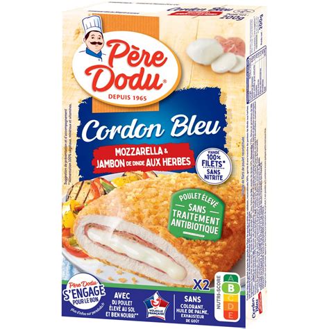 Pere Dodu Cordon Bleu Poulet Sans Antibio Mozzarella Et Jambon De Dinde