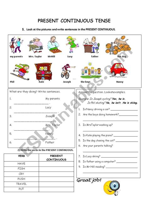 Present Continuous Tense Esl Worksheet By Hudiska