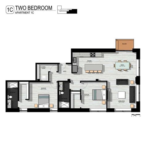 Floor Plan 1C - 213 Broadway Interlace