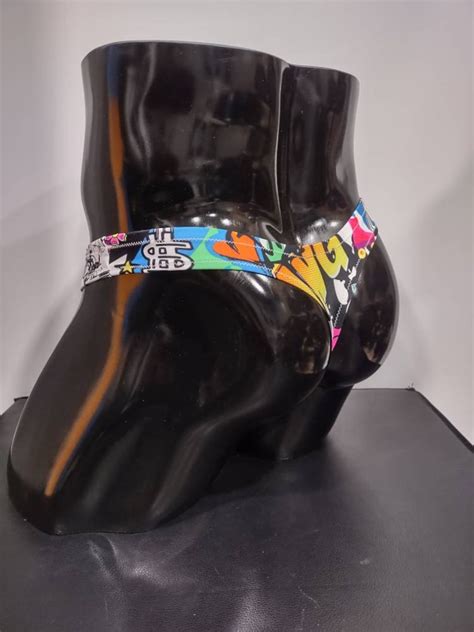 Cartoon Chaos Men S Swim Bikini Brief Half Back Cheeky Thong By Rayze Formerly Nutshack Etsy