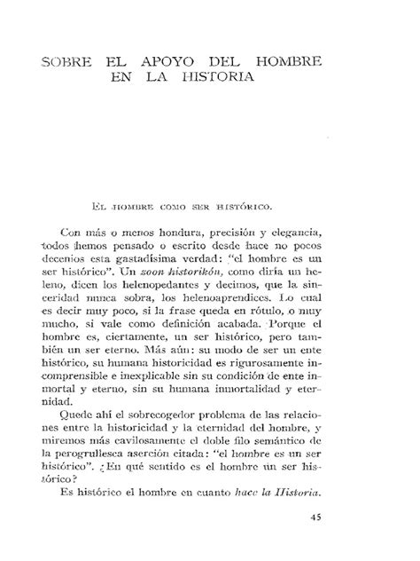 Sobre El Apoyo Del Hombre En La Historia E L Hombre Como Ser Histórico Pdf Verdad Razón