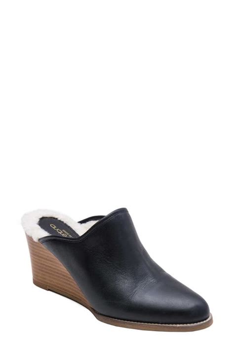 Andre Assous Sage Wedge Mule In Black Leather | ModeSens