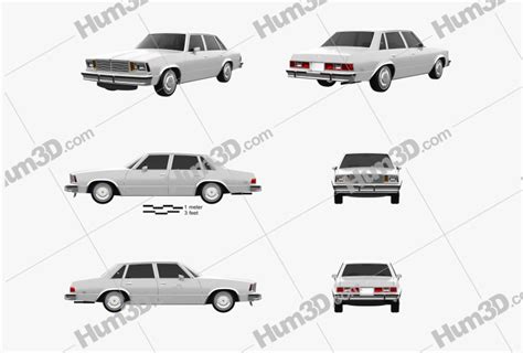 Chevrolet Malibu Classic Sedan 1979 Blueprint Template 3dmodels