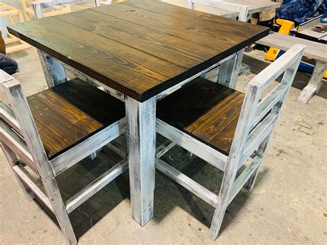 Counter Height Rustic Farmhouse Table with Stools High Top | Etsy