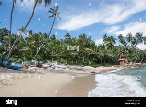 Sri Lankan Traditional Fishing Boats And Wooden Stilt House Restaurant