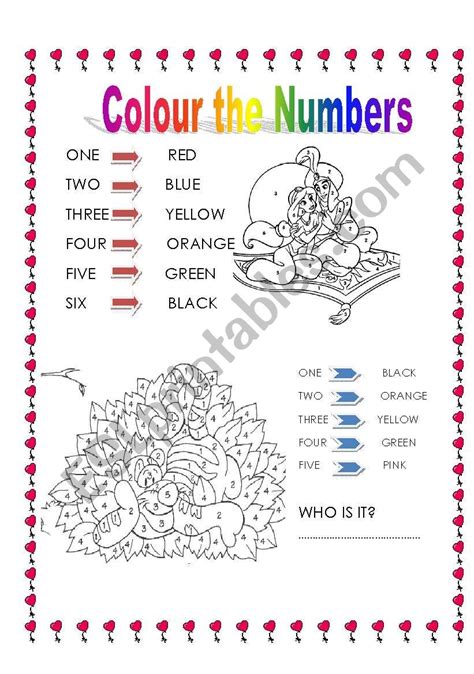 Colour The Numbers Esl Worksheet By Rocio07