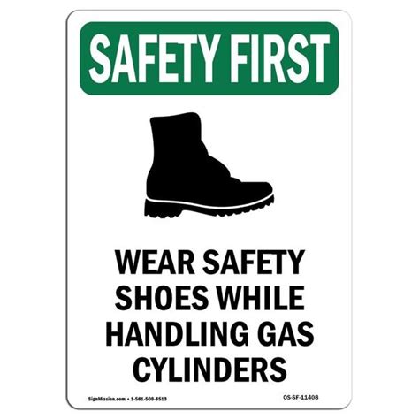 Signmission OSHA SAFETY FIRST Sign Wear Safety Shoes W Symbol 14in X