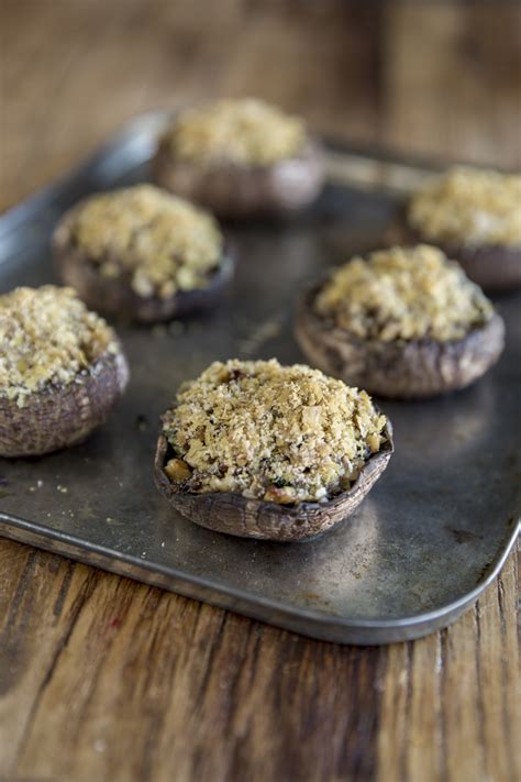 Basil And Walnut Stuffed Mushrooms With Almond Crumb Food Matters®