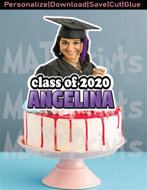 Printable Personalized Photo Graduation Cake Topper Class Of 2020