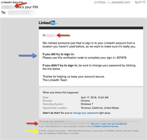 Linkedin Phishing Email Warning Email Security Tips