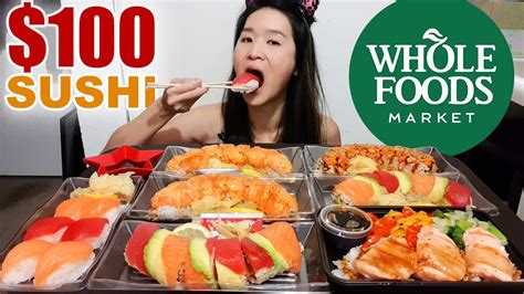 100 Sushi Mukbang Whole Foods Sushi Platters Salmon And Tuna Nigiri