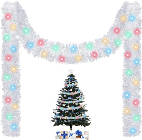 Ft Sparkling Christmas Prelit Tinsel Garland With Led Lights