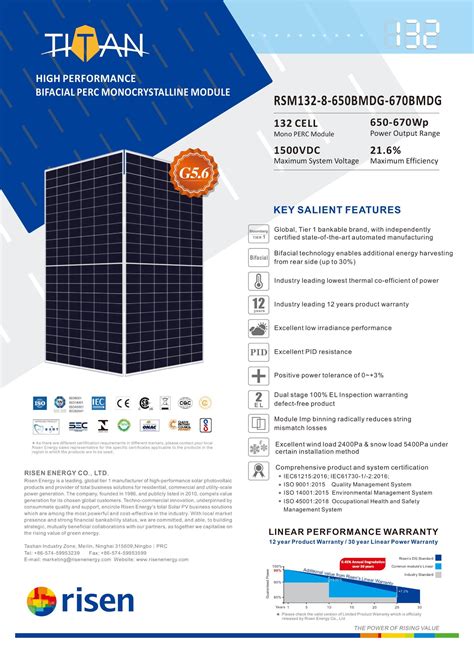 Risen Solar Rsm Bmdg Bmdg High Performance Bifacial Perc