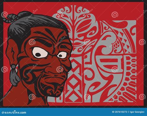 Maori Warrior Poster Set Of Labels And Elements Vector Set