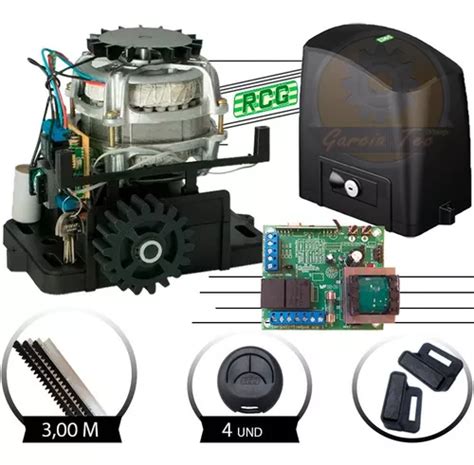 Kit Motor Deslizante Rcg 4 Controle 3 M De Cremalheira Parcelamento