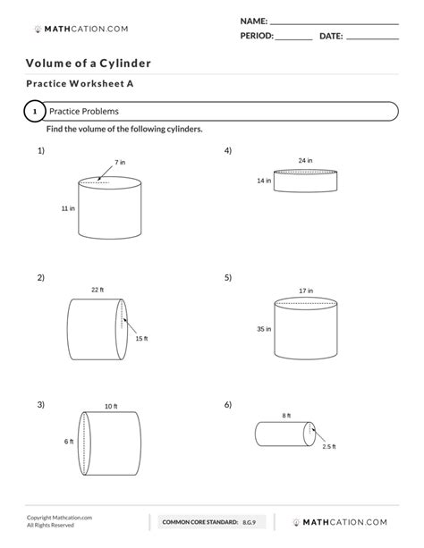 Volume Of Cylinders And Cones Worksheet Printable And Enjoyable Learning