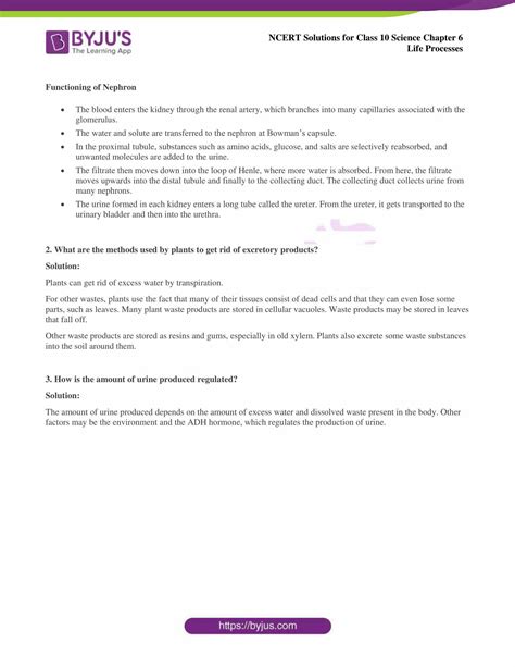 Ncert Solutions For Class 10 Science Chapter 6 Life Processes