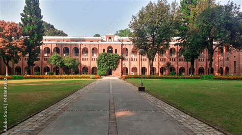 Front View Of The Colorful Building Of Doon School For Boys Stock Photo