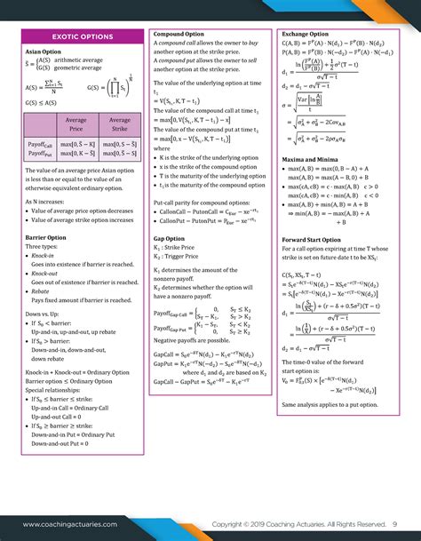 Ifm formula sheet - fiance - EXOTIC OPTIONS EXOTIC OPTIONS Asian Option A(S) arithmetic average ...