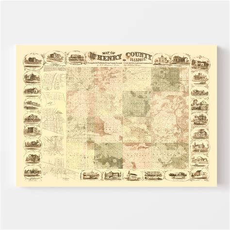 Vintage Map Of McHenry County Illinois 1862 By Ted S Vintage Art