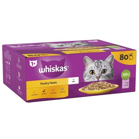 WHISKAS 7 Poultry Feasts Senior Wet Cat Food Pouch In Jelly 80 X 85g