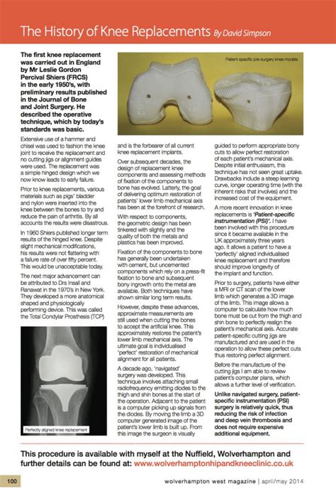 History of Knee Replacements | Wolverhampton Hip & Knee Clinic