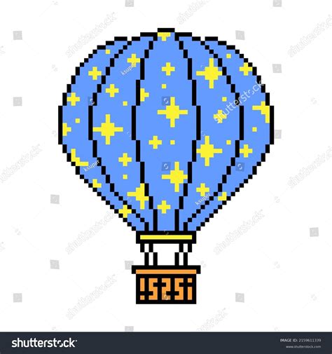 Pixel Art Blue Hot Air Balloon Stock Vector Royalty Free