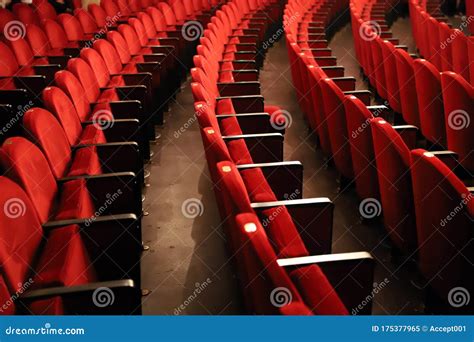 Classic Rows Of Empty Reddish Seats In Theatre Stock Image Image Of Audience Event 175377965