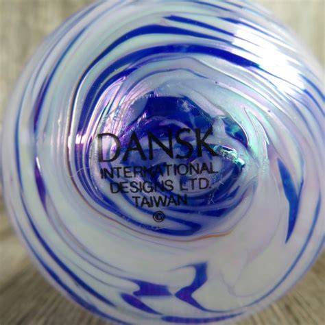 Home And Living Ornaments And Accents Vintage Blue Glass Ball Ornament Dansk Swirl Iridescent