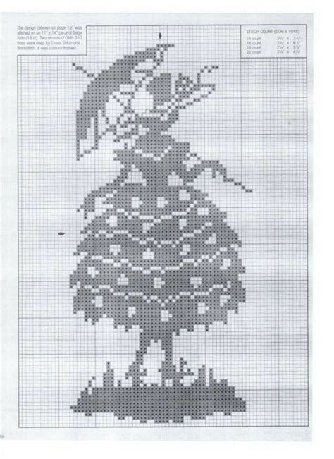 A Cross Stitch Pattern With An Image Of A Woman In A Dress Holding An